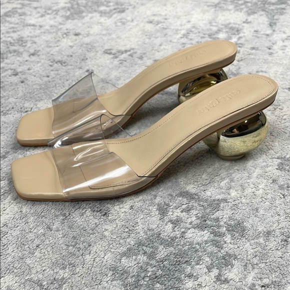 New Cult Gaia Tyra Mule Clear PVC Sandal Metallic Gold Cinderella Sz 37 - Picture 4 of 16